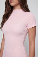 Textured Mock Neck Mini Dress