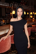 Textured One Shoulder Midi Dress
