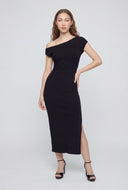 Textured One Shoulder Midi Dress