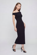 Textured One Shoulder Midi Dress