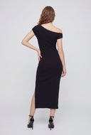Textured One Shoulder Midi Dress