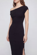 Textured One Shoulder Midi Dress