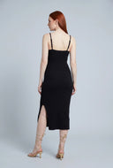 Metallic Detail Cutout Midi Dress