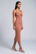 Metallic Detail Cutout Midi Dress