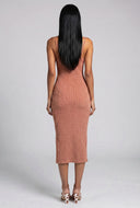 Metallic Detail Cutout Midi Dress