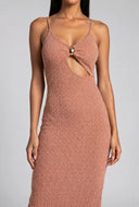 Metallic Detail Cutout Midi Dress