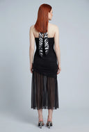 Mesh Flounce Hem Tube Dress