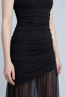 Mesh Flounce Hem Tube Dress