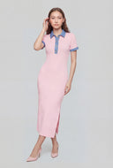 Bethany Denim Trim Knit Midi Dress