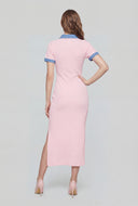 Bethany Denim Trim Knit Midi Dress