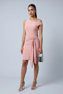 Asymmetrical Sash Front Mini Dress