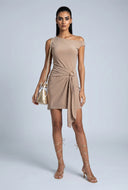 Asymmetrical Sash Front Mini Dress