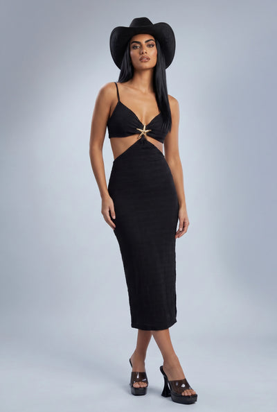 Starfish Textured Cutout Midi Dress