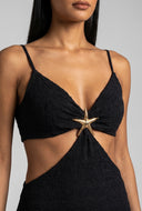 Starfish Textured Cutout Midi Dress