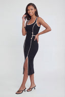 Contrast Piping Midi Tank Dress