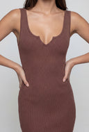 Kylee Ribbed Notch Neck Tank Dress
