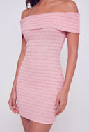 Hazel Striped Fold Over Off The Shoulder Dress