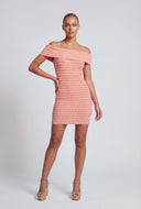 Hazel Striped Fold Over Off The Shoulder Dress