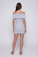 Hazel Striped Fold Over Off The Shoulder Dress
