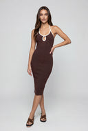 Keyhole Contrast Halter Dress