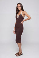 Keyhole Contrast Halter Dress