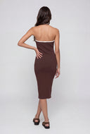 Keyhole Contrast Halter Dress