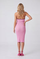 Keyhole Contrast Halter Dress