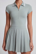 Quarter Zip Pleated Polo Dress