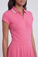 Quarter Zip Pleated Polo Dress