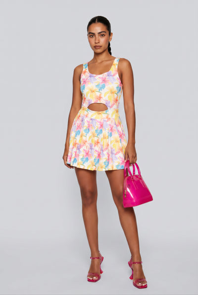Floral Keyhole Skater Dress
