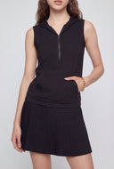Athletic Sleeveless Pleated Hoodie Dress