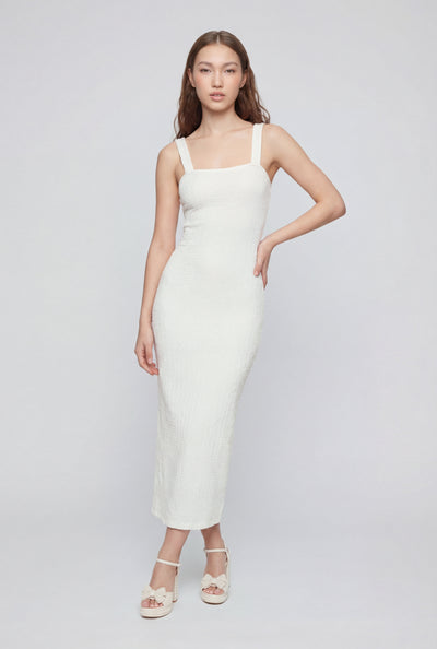Alayna Textured Square Neck Midi Dress