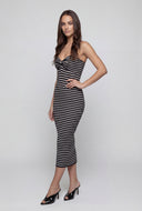 Ribbed Sweetheart Striped Tube Dress