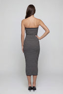 Ribbed Sweetheart Striped Tube Dress