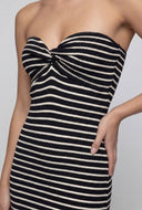 Ribbed Sweetheart Striped Tube Dress