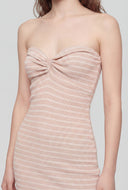 Ribbed Sweetheart Striped Tube Dress