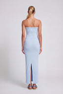 Strapless Back Slit Maxi Dress