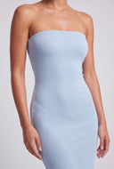 Strapless Back Slit Maxi Dress