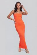 Strapless Back Slit Maxi Dress