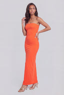 Strapless Back Slit Maxi Dress