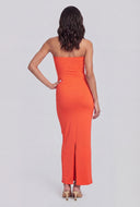 Strapless Back Slit Maxi Dress