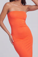 Strapless Back Slit Maxi Dress