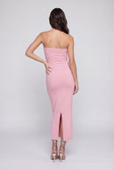 Strapless Back Slit Maxi Dress