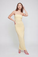 Strapless Back Slit Maxi Dress
