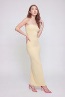 Strapless Back Slit Maxi Dress