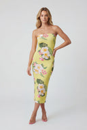 Tropical Slit Back Tube Dress
