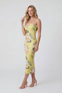 Tropical Slit Back Tube Dress