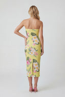 Tropical Slit Back Tube Dress