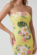Tropical Slit Back Tube Dress