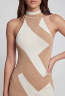 Halter Neck Patterned Sweater Dress